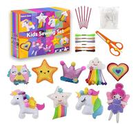 Select Zone DIY Nähen Kinder Bastelset Filz Bastelset mit Stickgarn Plastiknadeln Füllwatte Schere Prinzessin