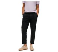 Chinohose SELECTED "SLH172-SLIMTAPE BRODY LINEN PANT NOOS", Herren, Gr. S, N-Gr, schwarz, Web, Obermaterial: 54% Baumwolle, 45% Leinen, 1% Elasthan, meliert, slim fit knöchellang, Hosen Chinohose, mit