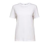 Selected Femme Kurzarm T-Shirt MYESSENTIAL Basic dünn aus Bio-Baumwolle Rundhalsausschnitt Weiss S