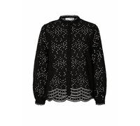 SELECTED FEMME Damen Bluse mit Lochstickerei Design Muschelsaum Feines Hemd, Farben:Schwarz, Größe:34
