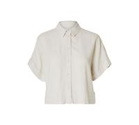 SELECTED FEMME Damen Bluse elegant Knopfleiste Hemdkragen Kurzarm gerader Saum, Farben:Sand, Größe:34