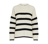 SELECTED FEMME Damen Slfbloomie Knit O-Neck B Noos Pullover, Snow White/Stripes:Black, XS EU