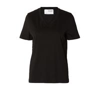 SELECTED FEMME Damen Slfessential V-neck Tee Noos T Shirt, Schwarz, S EU