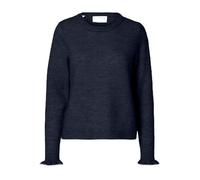 SELECTED FEMME Damen Slflulu Knit Frill Cuff O-Neck Noos Strickpullover, Dark Sapphire, L EU