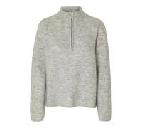 SELECTED FEMME Damen Slflulu Ls Knit Half Zip Noos, Light Grey Melange, L EU