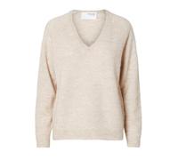 SELECTED FEMME Damen SLFLULU New LS Knit V-Neck B NOOS Strickpullover, Birch/Detail:Melange, M