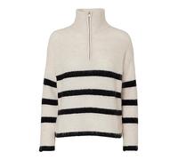 SELECTED FEMME Damen SLFMALINE LS Knit Half Zip NOOS Strickpullover, Birch/Stripes:Black, S