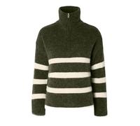 SELECTED FEMME Damen SLFMALINE LS Knit Half Zip NOOS Strickpullover, Kalamata/Stripes:Birch, XS