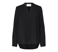 Selected Mivia Langarm-t-shirt Mit V-ausschnitt 38 Black