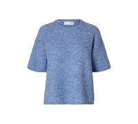SELECTED FEMME Damen Strickpullover Kurzarm Merino-Blusen Shirt Relax Fit, Farben:Blau, Größe:S