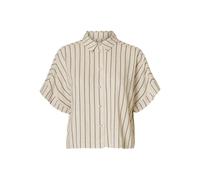 Selected Femme Cropped Bluse aus Viskose-Leinen-Mix Modell 'VIVA' in Beige, Größe 40