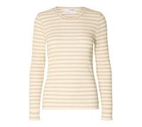 Selected Anna Long Sleeve T-shirt Gelb L Frau (Herstellerartikelnummer: 16078946-Oatmeal/StripesWSnowWhiteStripes-L)