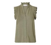 Selected Femme Blusentop aus Viskose-Leinen-Mix Modell 'VIVA' in Oliv, Größe 42