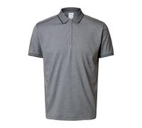 SELECTED FEMME Herren Slhfave Sport Zip Ss Polo Noos, Medium Grey Melange, M EU