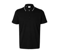 SELECTED FEMME Herren Slhfave Sport Zip Ss Polo Noos, Schwarz, S EU
