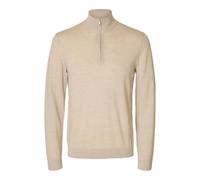 SELECTED FEMME Herren Slhtray Ls Knit Merino Half Zip Noos, Oatmeal, L EU