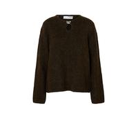 Selected Femme Relaxed Fit Pullover aus Woll-Mix mit Alpaka-Anteil Modell 'LULU' in Dunkelbraun, Größe M
