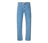 Straight-Jeans SELECTED HOMME "SLH196-STRAIGHT BEN KORI JEANS NOOS", Herren, Gr. 34, Länge 32, light blau denim detail:204, Denim/Jeans, Obermaterial: 99% Baumwolle, 1% Elasthan, unifarben, straight f