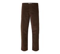 Cordhose SELECTED HOMME "SLH196-STRAIGHT MILES CORD PANT W NOOS", Herren, Gr. 34, Länge 34, braun (demitasse), Web, Obermaterial: 98% Baumwolle, 2% Elasthan, unifarben, modisch, straight fit normal, H
