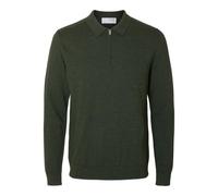 SELECTED HOMME Regular Fit Strickpullover aus reiner Baumwolle Modell 'BERG' in Oliv Melange, Größe M