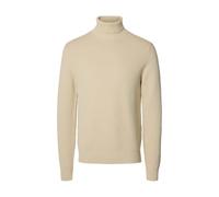 Rollkragenpullover SELECTED HOMME "SLHDANE LS KNIT STRUCTURE ROLL NECK NOOS", Herren, Gr. L, beige (oatmeal), Strick, Obermaterial: 100% Baumwolle, unifarben, modisch, regular fit, Langarm Rippbündche