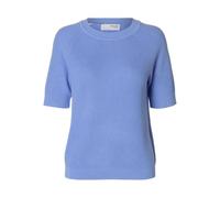SELECTED FEMME Strickpullover mit Rundhalsausschnitt und halblangen Ärmeln, Farben:Blau, Größe:L