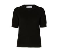 SELECTED FEMME Strickpullover mit Rundhalsausschnitt und halblangen Ärmeln, Farben:Schwarz, Größe:M