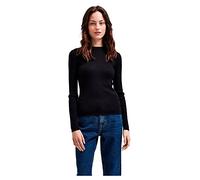 SELECTED FEMME Women's SLFLYDIA New Rib LS Knit O-Neck B NOOS Pullover, Black, S