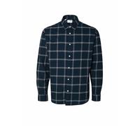 Langarmhemd SELECTED HOMME "SLHSLIMOWEN-FLANNEL SHIRT LS NOOS" Gr. XL, N-Gr, blau (dark sapphire) Herren Hemden (51840639-XL) dark sapphire