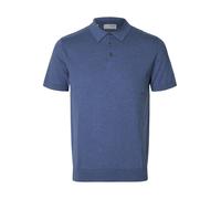 Selected - Gestricktes Polo Shirt blau - Gr. - L