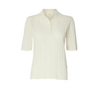Selected - Gestricktes Poloshirt mit Halbarm und Strukturmuster weiß - Gr. - S