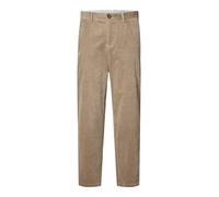 Cordhose SELECTED HOMME "SLHREG-TAPERED MATT CORD PANTS", Herren, Gr. 33, Länge 34, grau (desert taupe), Web, Obermaterial: 85% Baumwolle, 13% Viskose, 2% Elasthan, unifarben, schmal, Hosen (63445646-