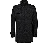 Selected Homme Herren Mantel Slhcovent Wollmantel Wintermantel Kurzmantel Melange Einfarbig Elegant Modern Businessmantel Freizeitmantel (XL, Schwarz/Weiß)