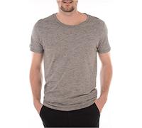 SELECTED HOMME Herren Shpima Dave Ss O-Neck Hx T-Shirt, Mehrfarbig (Dark Grey Melange Stripes:White), Large (Herstellergröße: L)