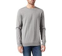 Strickpullover SELECTED HOMME "SLHBERG CREW NECK NOOS", Herren, Gr. XL, grau (hellgrau, meliert), Strick, Obermaterial: 100% Baumwolle, meliert, modisch, regular fit normal, Rundhals, Langarm Rippbünd