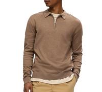 Selected Homme Herren Slhberg Half Zip Noos Poloshirt, Teak/Detail:Melange, XL EU