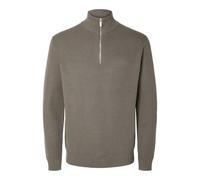 selected men - SLMDANE LS KNIT REG STRUC HALF ZIP NOOS Morel - Gr. - S