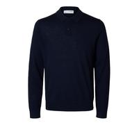 Selected Herrenpullover Mann Slhtray Ls Strick Merino Polo Noos Blau Größe L