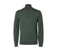 Selected Homme Herren Slhtray Ls Knit Merino Half Zip Noos, Deep Forest, M EU