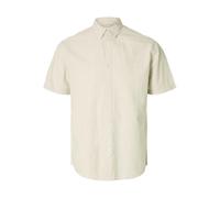 Kurzarmhemd SELECTED HOMME "SLHREG-SUN SHIRT SS NOOS", Herren, Gr. XL, N-Gr, beige (pure cashmere), Web, Obermaterial: 71% Baumwolle, 29% Leinen, unifarben, regular fit, Hemden, mit Leinen (86612027-X