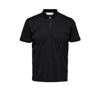 Selected Homme Poloshirt SLHFAVE ZIP SS POLO NOOS Gr. M Schwarz Herren