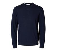 Selected Homme Pullover TRAY 100% Merinowolle Rundhalsausschnitt Dunkelblau XL