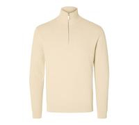 Selected Strickpullover Dane – Half-Zip, Strukturstrick – Oatmeal Größe M