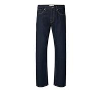 Straight-Jeans SELECTED HOMME "SLH196-STRAIGHT BEN KORI JEANS NOOS", Herren, Gr. 34, Länge 34, blau (dunkelblau denim detail:202), Denim/Jeans, Obermaterial: 99% Baumwolle, 1% Elasthan, unifarben, str