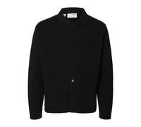 SELECTED HOMME Relaxed Fit Strickjacke aus Baumwoll-Mix Modell 'MIKE' in Black, Größe L