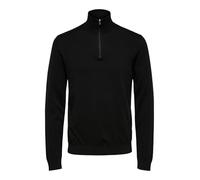 Selected Homme Strickpullover SLHBERG Half-Zip – Herren, 100% Baumwolle, Schwarz, Gr. S