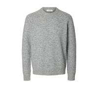 Selected Regular Fit Strickpullover mit Alpaka-Woll-Anteil Modell 'RAI' in Hellgrau, Größe XXL