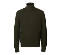SELECTED HOMME Regular Fit Rollkragenpullover in Waffel-Struktur Modell 'TOM' in Dunkelgruen, Größe XL