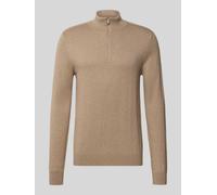 SELECTED HOMME Regular Fit Troyer aus reiner Baumwolle Modell 'BERG' in Taupe Melange, Größe L