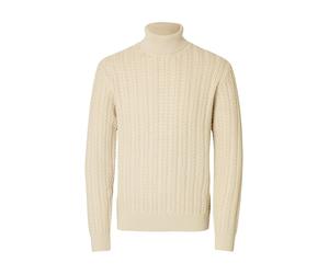 SELECTED HOMME Rollkragenpullover in Beige - Größe M | Herren Plussize